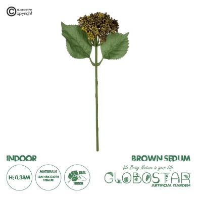 GloboStar® Artificial Garden BROWN SEDUM BRANCH 21341 Τεχνητό Διακοσμητικό Κλαδί Καφε Σέδο Y38cm